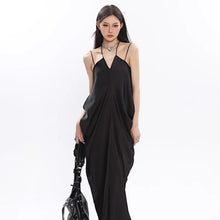 Load image into Gallery viewer, Satin Suspender Dress High-End Design, V-Neck Drape, Thin Shoulder Straps