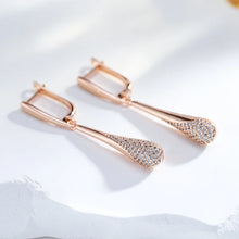 Laden Sie das Bild in den Galerie-Viewer, Kinel Full Sparkling Natural Zircon Long Dangle Earrings Rose Gold