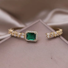 Laden Sie das Bild in den Galerie-Viewer, 14K Gold Plated Square Green Zircon Open Bracelet Luxury  Accessories