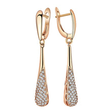 Laden Sie das Bild in den Galerie-Viewer, Kinel Full Sparkling Natural Zircon Long Dangle Earrings Rose Gold