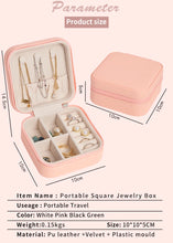 Laden Sie das Bild in den Galerie-Viewer, Jewelry Box Small  Leather Velvet Square Round Storage Organizer Case