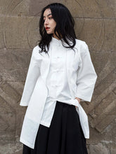Load image into Gallery viewer, White Button Irregular Blouse New Lapel Three-quarter Sleeve Loose Fit Shirt
