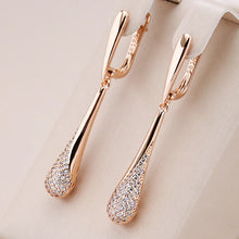 Laden Sie das Bild in den Galerie-Viewer, Kinel Full Sparkling Natural Zircon Long Dangle Earrings Rose Gold