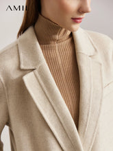 Charger l&#39;image dans la galerie, 100% Wool Coat  Warm Solid Commuter Elegant Fashion Vintage Turn-down Collar Long Coat