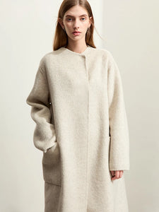 Woolen Coat Long Warm Stand Collar Double-sided