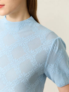 Floral Short Sleeves Slim Knitted  Pullovers Elegant Tops