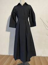 Cargar imagen en el visor de la galería, Beige Pleated Long Big Size Elegant Dress Long Sleeve Loose Fit