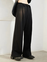 Load image into Gallery viewer, Wide Leg Pants Big Size Two Piece Suit New Round Neck Long Sleeve Black Loose Fit
