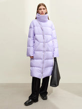 Load image into Gallery viewer, Puffer Coat High Neck Oblique Long Coat