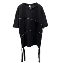 Charger l&#39;image dans la galerie, Samo Zaen&#39;s  Drop Shoulder T-Shirt Summer Large Diablo Personalized Hem Split Ribbon