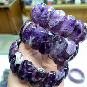 Natural Amethyst Gemstone Bracelet Natural Energy Stone Bangle Gemstone Jewelry for Woman Birthstone for Aquarius for Gift