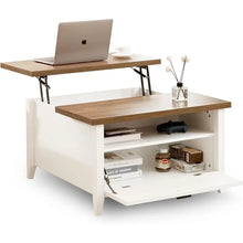 Laden Sie das Bild in den Galerie-Viewer, Dining Table With Storage Shelf Corner Coffee Tables Luxury Design Ergonomic Rising Table With Hidden Compartment Office Coffe