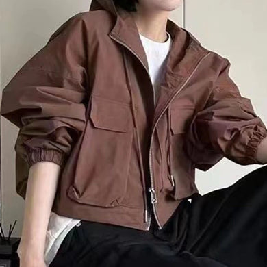 Loose Harajuku BF jacket top hooded pocket