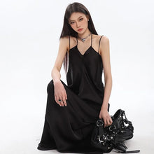 Load image into Gallery viewer, Satin Suspender Dress High-End Design, V-Neck Drape, Thin Shoulder Straps
