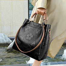 Cargar imagen en el visor de la galería, UKF Fashion Embossed Lady Handbag Quality PU Large Capacity Tote Bag Retro Bucket Bag For Female Casual Shoulder Bags For Women