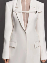 Load image into Gallery viewer, Trench Coat Notched Collar High Waist Front Ribbon Covered Button White Windbreaker