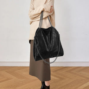 Chain Shoulder Bag Soft Large PU Leather Tote Bag