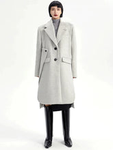 Load image into Gallery viewer, Loose Fit Gray Irregular Big Size Long Woolen Coat