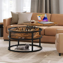 Load image into Gallery viewer, Rustic Brown Dinning Tables Sets Circle Center Tables Living Room Round Lift Top Coffee Table With Storage for Home Office Coffe