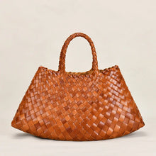Cargar imagen en el visor de la galería, Knitted Baotou Layer Cowhide Handmade Basket Bag Genuine Leather Purse