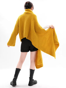 Irregular Big Size Knitting Sweater Turtleneck Long Sleeve Pullovers