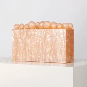Acrylic Box Evening Clutch Bags  Luxury Marbling Bead Purses