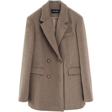 Cargar imagen en el visor de la galería, Wool Blend Coat Solid Mid Long Woolen Blazer Thick Warm Blouse