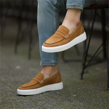Load image into Gallery viewer, Solid Brown Slip-On  Sneakers for Men footwear