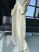 Cargar imagen en el visor de la galería, Beige Vest Two-Piece Set Irregular Sleeveless Top Paired With High Waisted Wide Leg Pants