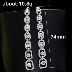 Long Hanging Earrings for Women Silver Color Luxury