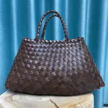 Cargar imagen en el visor de la galería, Knitted Baotou Layer Cowhide Handmade Basket Bag Genuine Leather Purse