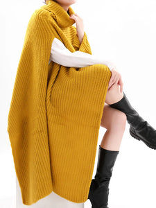 Irregular Big Size Knitting Sweater Turtleneck Long Sleeve Pullovers