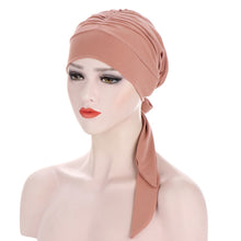 Charger l&#39;image dans la galerie, Pure Color Crystal Hemp Long Tail Bow Turban Hat