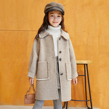 Laden Sie das Bild in den Galerie-Viewer, Older Children&#39;s Fashionable Mid-length Girl Woolen Coat