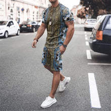 Cargar imagen en el visor de la galería, Samo Zaen Printed Casual Sports Loose T-shirt Shorts Suit Men