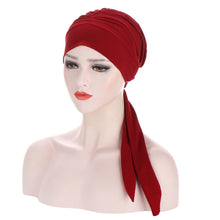 Charger l&#39;image dans la galerie, Pure Color Crystal Hemp Long Tail Bow Turban Hat