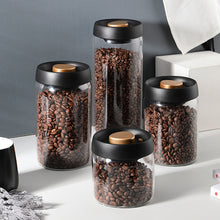 Cargar imagen en el visor de la galería, Vacuum Sealed Jug Set Black Coffee Beans Glass Airtight Canister Kitchen Food Grains Candy Keep Good Storage Jar Set Kitchen Gadgets