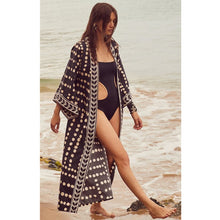 Laden Sie das Bild in den Galerie-Viewer, Beach Cardigan Long Sleeve Sun Protection Lace-up Printing Long Beach Wear Dress Leisure Fashion Loose Sexy Bikini Cover Up