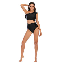 Load image into Gallery viewer, Flounced One-shoulder Bikini High Waist Swimming Trunks Swimsuit Set