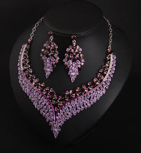 Load image into Gallery viewer, Full Rhinestone Color Clavicle Necklace And Earring Accessories Set for occasions