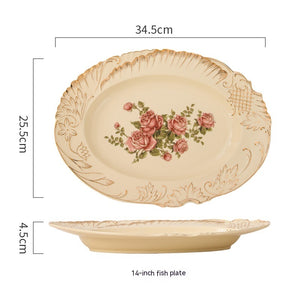 European-style Ceramic Tableware Household Rice Bowl Soup Dish & Plate Fruit Plate