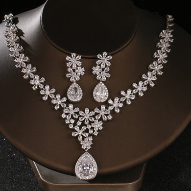 Crystal Earring Necklace Two Piece Set for occasions