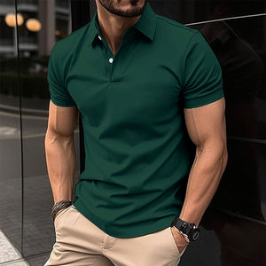 Samo Zaen Polo Shirt Men Solid Color Button Lapel Button Top