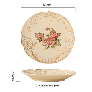 European-style Ceramic Tableware Household Rice Bowl Soup Dish & Plate Fruit Plate