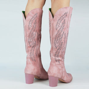 High-heeled Ethnic Embroidery 35-43 High-top Women's Boots