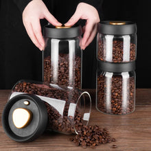 Load image into Gallery viewer, Vacuum Sealed Jug Set Black Coffee Beans Glass Airtight Canister Kitchen Food Grains Candy Keep Good Storage Jar Set Kitchen Gadgets