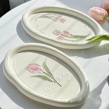 Load image into Gallery viewer, Common Calla Tulip French Relief Ceramic Plate Tableware