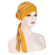 Charger l&#39;image dans la galerie, Pure Color Crystal Hemp Long Tail Bow Turban Hat