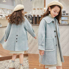 Laden Sie das Bild in den Galerie-Viewer, Older Children&#39;s Fashionable Mid-length Girl Woolen Coat