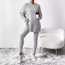 Load image into Gallery viewer, Solid Color Sunken Stripe Loose-fitting Hoodie Long Sleeve Suit